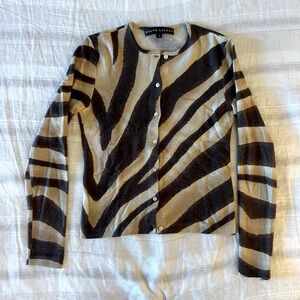 Ralph Lauren black label collection cashmere cardigan animal print size small